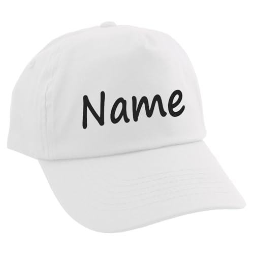 Elefantasie Personalisierte Cap für Kinder Baseball Kappe mit Name oder Wunschwort Bedruckt für Jungen und Mädchen Weiß von Elefantasie