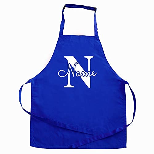 Elefantasie Personalisierte Kinderschürze mit Name, Kochschürze für Backen, Kochen, Geschenkidee für Kinder 3-6 Jahre blau Motiv Buchstabe von Elefantasie