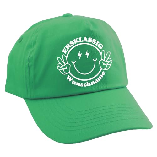 Personalisierte Cap für Kinder Baseball Kappe mit Name Bedruckt für Schulkinder Geschenk zur Einschulung ERSTKLASSIG Grün von Elefantasie