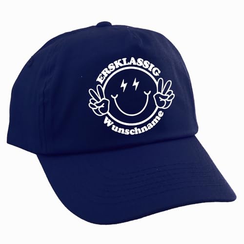 Personalisierte Cap für Kinder Baseball Kappe mit Name Bedruckt für Schulkinder Geschenk zur Einschulung ERSTKLASSIG Marine von Elefantasie