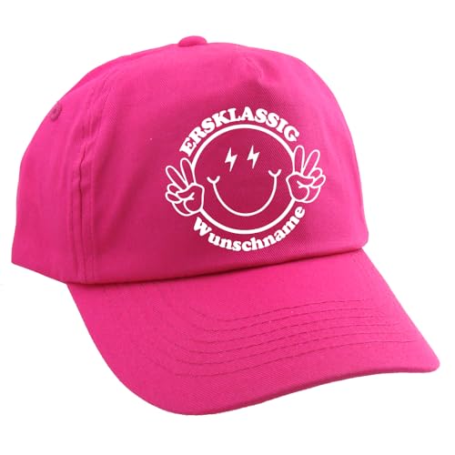 Personalisierte Cap für Kinder Baseball Kappe mit Name Bedruckt für Schulkinder Geschenk zur Einschulung ERSTKLASSIG Pink von Elefantasie