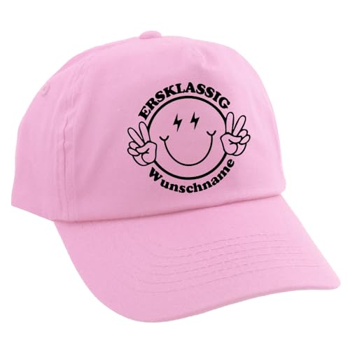 Personalisierte Cap für Kinder Baseball Kappe mit Name Bedruckt für Schulkinder Geschenk zur Einschulung ERSTKLASSIG Rosa von Elefantasie