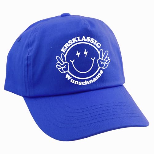 Personalisierte Cap für Kinder Baseball Kappe mit Name Bedruckt für Schulkinder Geschenk zur Einschulung ERSTKLASSIG Royalblau von Elefantasie
