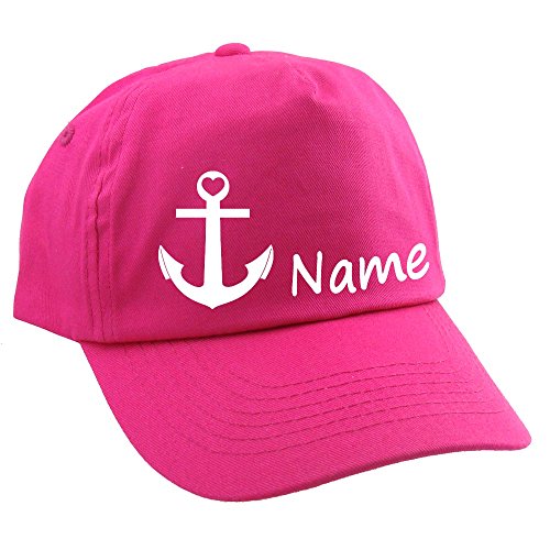Elefantasie Personalisierte Cap für Kinder Baseball Kappe mit Name oder Wunschwort Bedruckt für Jungen und Mädchen Anker Pink von Elefantasie