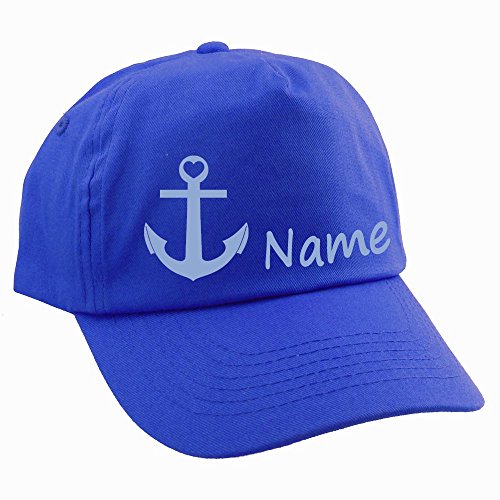 Elefantasie Personalisierte Cap für Kinder Baseball Kappe mit Name oder Wunschwort Bedruckt für Jungen und Mädchen Anker Royalblau von Elefantasie