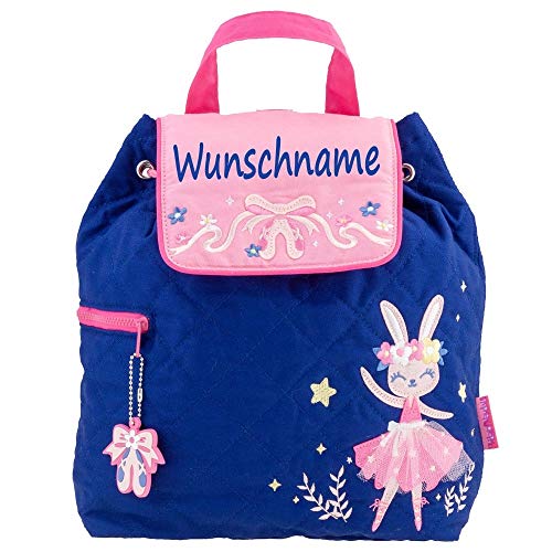 Elefantasie Personalisierter Rucksack für Kinder 8 Liter Kindergartenrucksack aus Baumwolle mit Namen bedruckt Motiv Ballet Bunny von Elefantasie