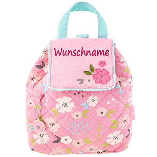 Elefantasie Personalisierter Rucksack für Kinder 8 Liter Kindergartenrucksack aus Baumwolle mit Namen bedruckt Motiv Blumen von Elefantasie