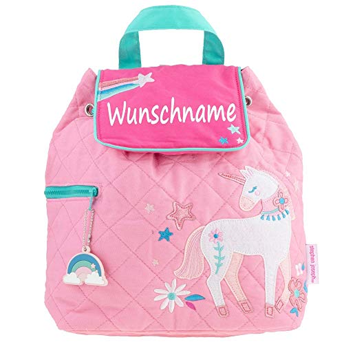 Elefantasie Personalisierter Rucksack für Kinder 8 Liter Kindergartenrucksack aus Baumwolle mit Namen bedruckt Motiv Einhorn pink von Elefantasie