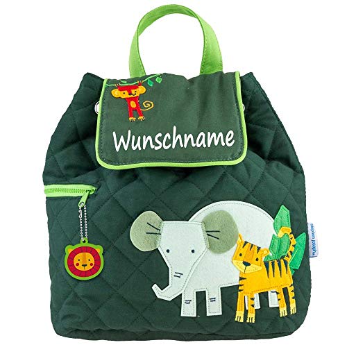 Elefantasie Personalisierter Rucksack für Kinder 8 Liter Kindergartenrucksack aus Baumwolle mit Namen bedruckt Motiv Zoo von Elefantasie