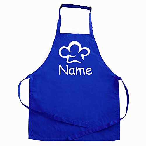 Elefantasie Personalisierte Schürze mit Name, Kochschürze für Backen, Kochen, Geschenkidee für Kinder und Erwachsene 11-99 Jahre blau Motiv Kochmütze von Elefantasie