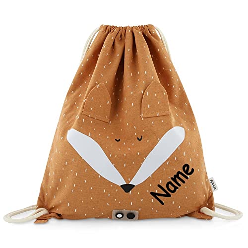 Elefantasie Turnbeutel mit Name personalisiert von Trixie Sportbeutel Schwimmtasche für Kinder mit Tiermotiv und Wunschnamen bedruckt Fuchs von Elefantasie