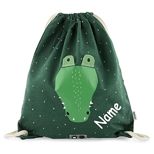 Elefantasie Turnbeutel mit Name personalisiert von Trixie Sportbeutel Schwimmtasche für Kinder mit Tiermotiv und Wunschnamen bedruckt Krokodil von Elefantasie