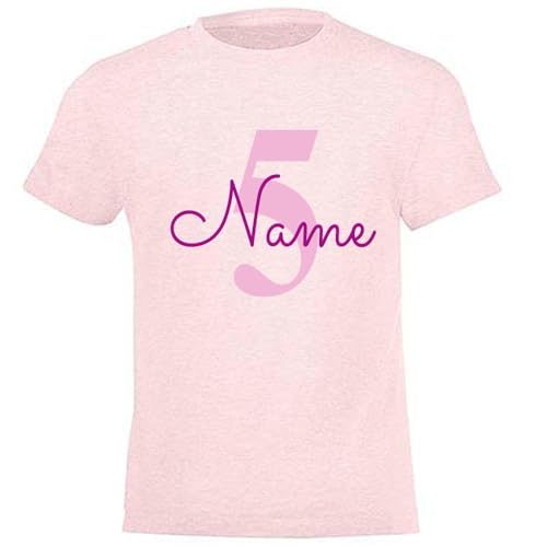 GEBURTSTAGSSHIRT für Baby und Kind mit Namen personalisiert T-Shirt aus Baumwolle Rosa meliert 5-6 Jahre von Elefantasie