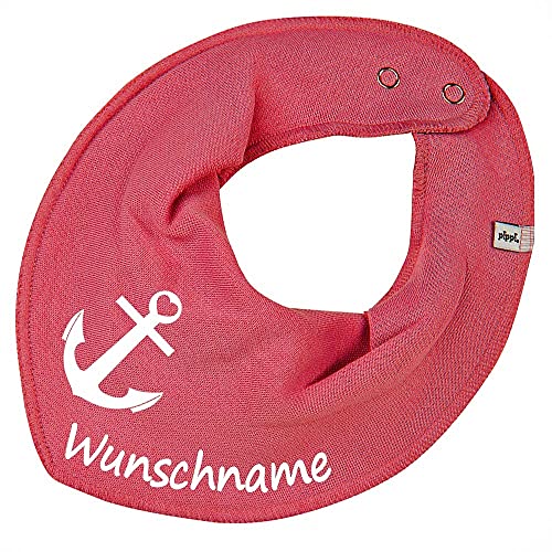 HALSTUCH mit Namen oder Text personalisiert für Baby oder Kind aus Baumwolle in Einheitsgröße Anker altpink von Elefantasie