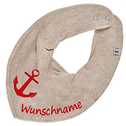 HALSTUCH mit Namen oder Text personalisiert für Baby oder Kind aus Baumwolle in Einheitsgröße Anker beige von Elefantasie