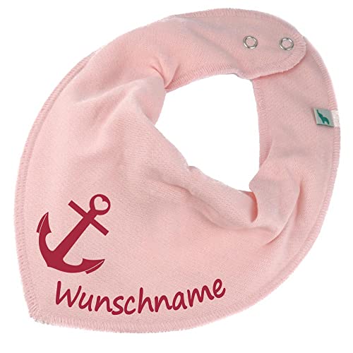 HALSTUCH mit Namen oder Text personalisiert für Baby oder Kind aus Baumwolle in Einheitsgröße Anker rosa von Elefantasie