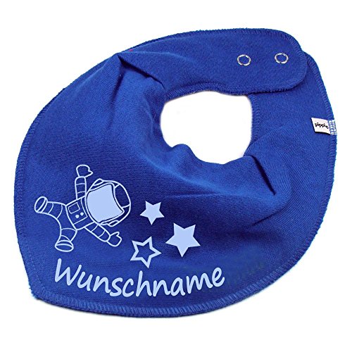 HALSTUCH ASTRONAUT mit Namen oder Text personalisiert mittelblau für Baby oder Kind von Elefantasie