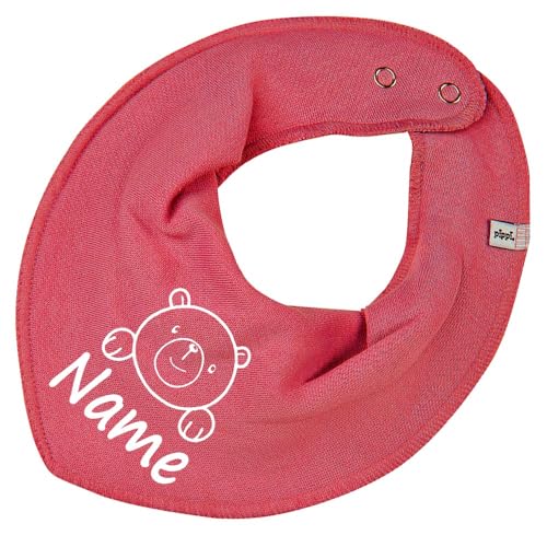 Elefantasie HALSTUCH Bär mit Name oder Text personalisiert für Baby oder Kind aus Baumwolle in Einheitsgröße altpink von Elefantasie