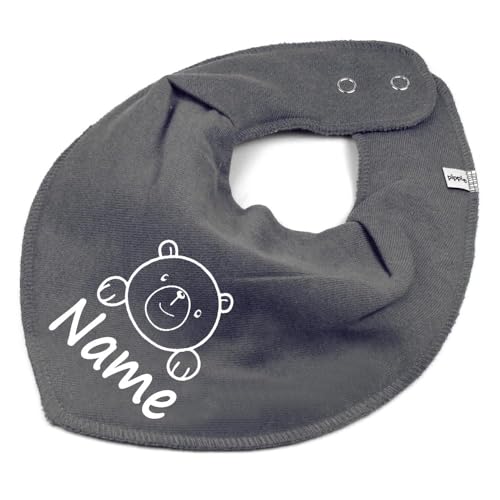 HALSTUCH Bär mit Name oder Text personalisiert für Baby oder Kind aus Baumwolle in Einheitsgröße dunkelgrau HALSTUCH Bär mit Name oder Text personalisiert für Baby oder Kind aus Baumwolle in Einheitsgröße dunkelgrau von Elefantasie