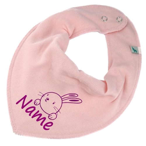 HALSTUCH Hase mit Name oder Text personalisiert für Baby oder Kind aus Baumwolle in Einheitsgröße rosa von Elefantasie