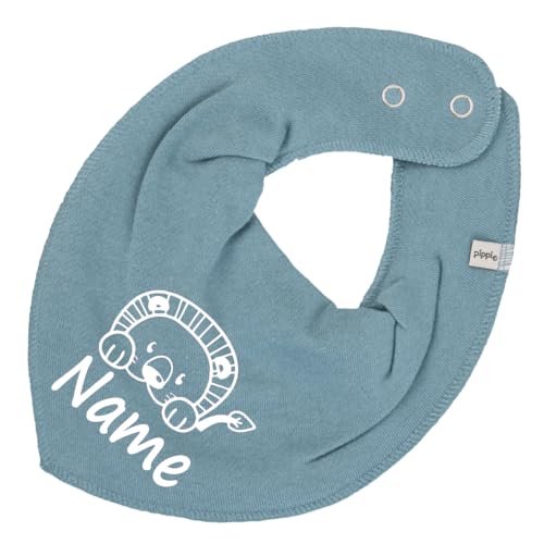 HALSTUCH Löwe mit Name oder Text personalisiert für Baby oder Kind aus Baumwolle in Einheitsgröße (Blassblau) von Elefantasie