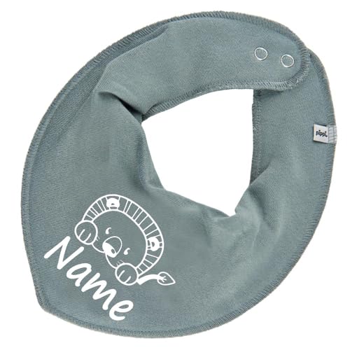 HALSTUCH Löwe mit Name oder Text personalisiert für Baby oder Kind aus Baumwolle in Einheitsgröße eukalyptus von Elefantasie