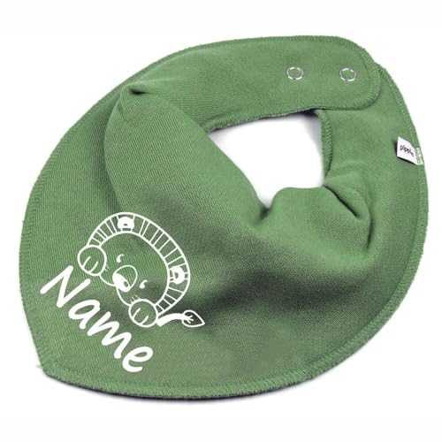 HALSTUCH Löwe mit Name oder Text personalisiert für Baby oder Kind aus Baumwolle in Einheitsgröße khaki von Elefantasie