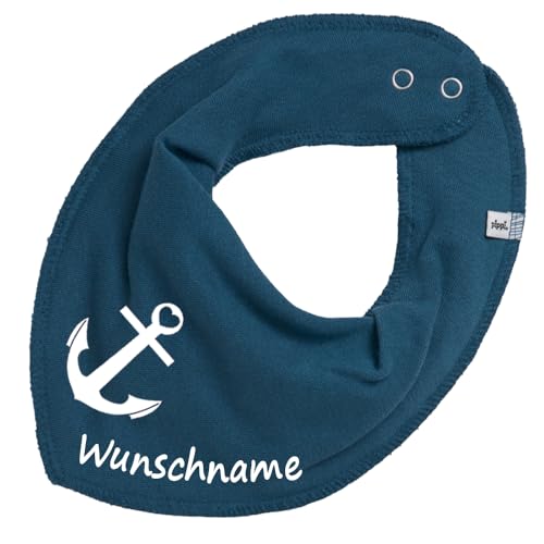 HALSTUCH mit Namen oder Text personalisiert für Baby oder Kind aus Baumwolle in Einheitsgröße Anker (Denim) von Elefantasie