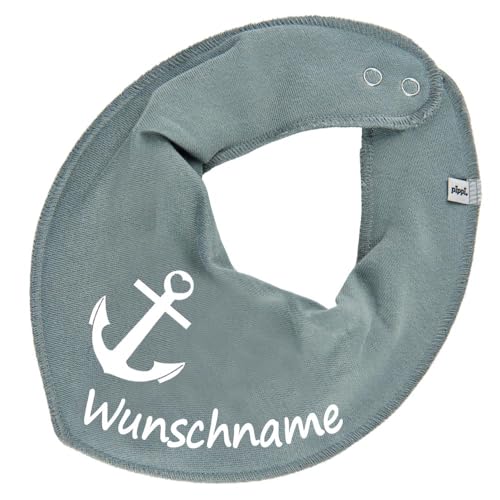 HALSTUCH mit Namen oder Text personalisiert für Baby oder Kind aus Baumwolle in Einheitsgröße Anker eukalyptus von Elefantasie