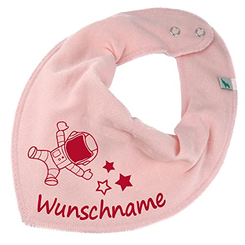 HALSTUCH mit Namen oder Text personalisiert für Baby oder Kind aus Baumwolle in Einheitsgröße Astronaut rosa von Elefantasie
