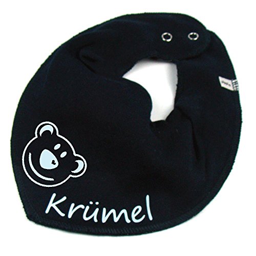 HALSTUCH mit Namen oder Text personalisiert für Baby oder Kind aus Baumwolle in Einheitsgröße Bär blau von Elefantasie