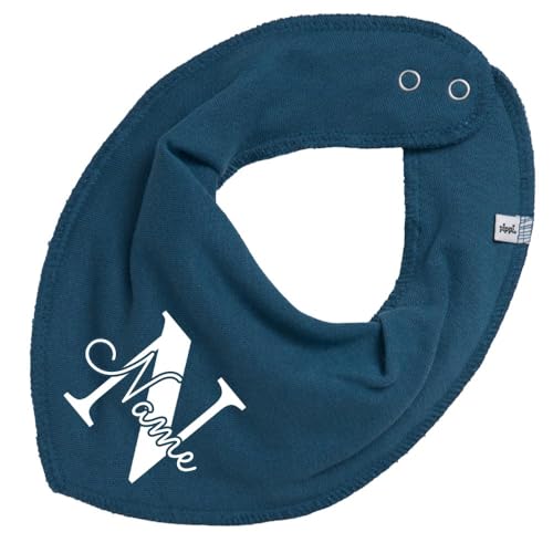 HALSTUCH mit Namen oder Text personalisiert für Baby oder Kind aus Baumwolle in Einheitsgröße Buchstabe (Denim) von Elefantasie