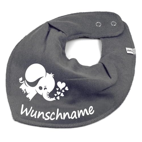 HALSTUCH mit Namen oder Text personalisiert für Baby oder Kind aus Baumwolle in Einheitsgröße Elefant dunkelgrau HALSTUCH mit Namen oder Text personalisiert für Baby oder Kind aus Baumwolle in Einheitsgröße Elefant dunkelgrau von Elefantasie