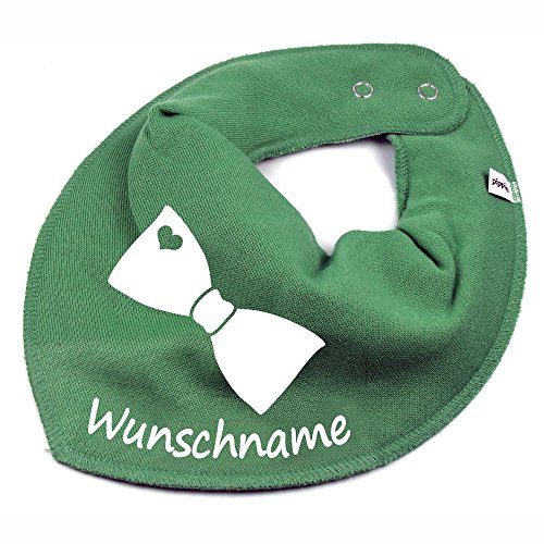 HALSTUCH mit Namen oder Text personalisiert für Baby oder Kind aus Baumwolle in Einheitsgröße Fliege khaki von Elefantasie