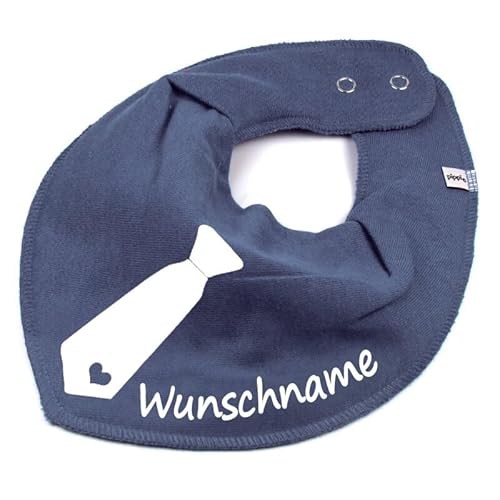 HALSTUCH mit Namen oder Text personalisiert für Baby oder Kind aus Baumwolle in Einheitsgröße Krawatte dunkelgrau von Elefantasie