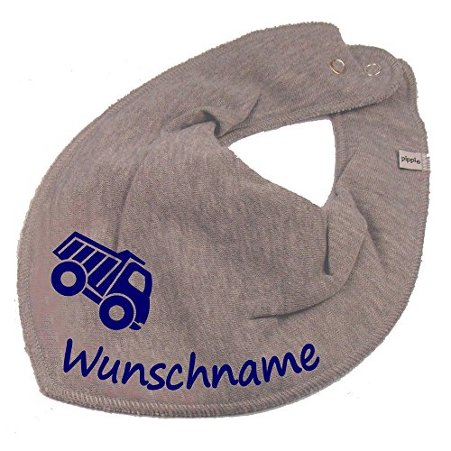 HALSTUCH mit Namen oder Text personalisiert für Baby oder Kind aus Baumwolle in Einheitsgröße LKW grau HALSTUCH mit Namen oder Text personalisiert für Baby oder Kind aus Baumwolle in Einheitsgröße LKW grau von Elefantasie