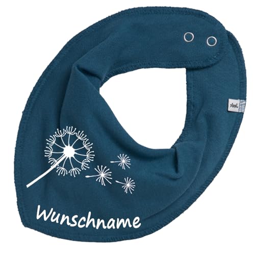 HALSTUCH mit Namen oder Text personalisiert für Baby oder Kind aus Baumwolle in Einheitsgröße Pusteblume (Denim) von Elefantasie