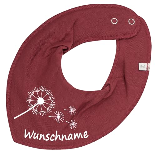 HALSTUCH mit Namen oder Text personalisiert für Baby oder Kind aus Baumwolle in Einheitsgröße Pusteblume (Kastanie) von Elefantasie