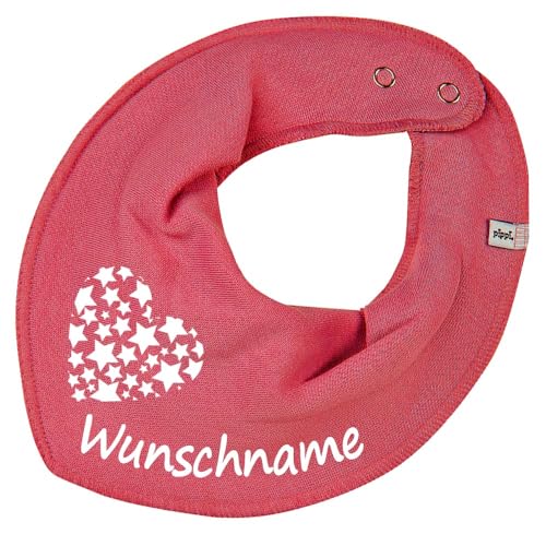 HALSTUCH mit Namen oder Text personalisiert für Baby oder Kind aus Baumwolle in Einheitsgröße Sternherz altpink von Elefantasie