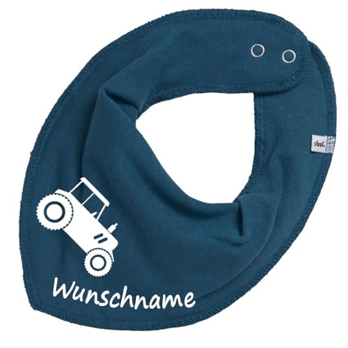 HALSTUCH mit Namen oder Text personalisiert für Baby oder Kind aus Baumwolle in Einheitsgröße Traktor (Denim) von Elefantasie