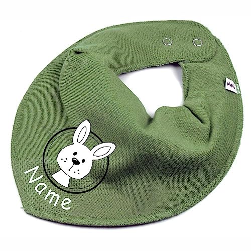 HALSTUCH mit Namen oder Text personalisiert für Baby oder Kind aus Baumwolle in Einheitsgröße Hase khaki HALSTUCH mit Namen oder Text personalisiert für Baby oder Kind aus Baumwolle in Einheitsgröße Hase khaki von Elefantasie