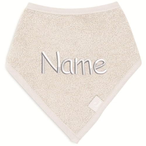 Personalisiertes Baby Halstuch aus Frottee Baumwolle mit Name bestickt Einheitsgröße beige von Elefantasie