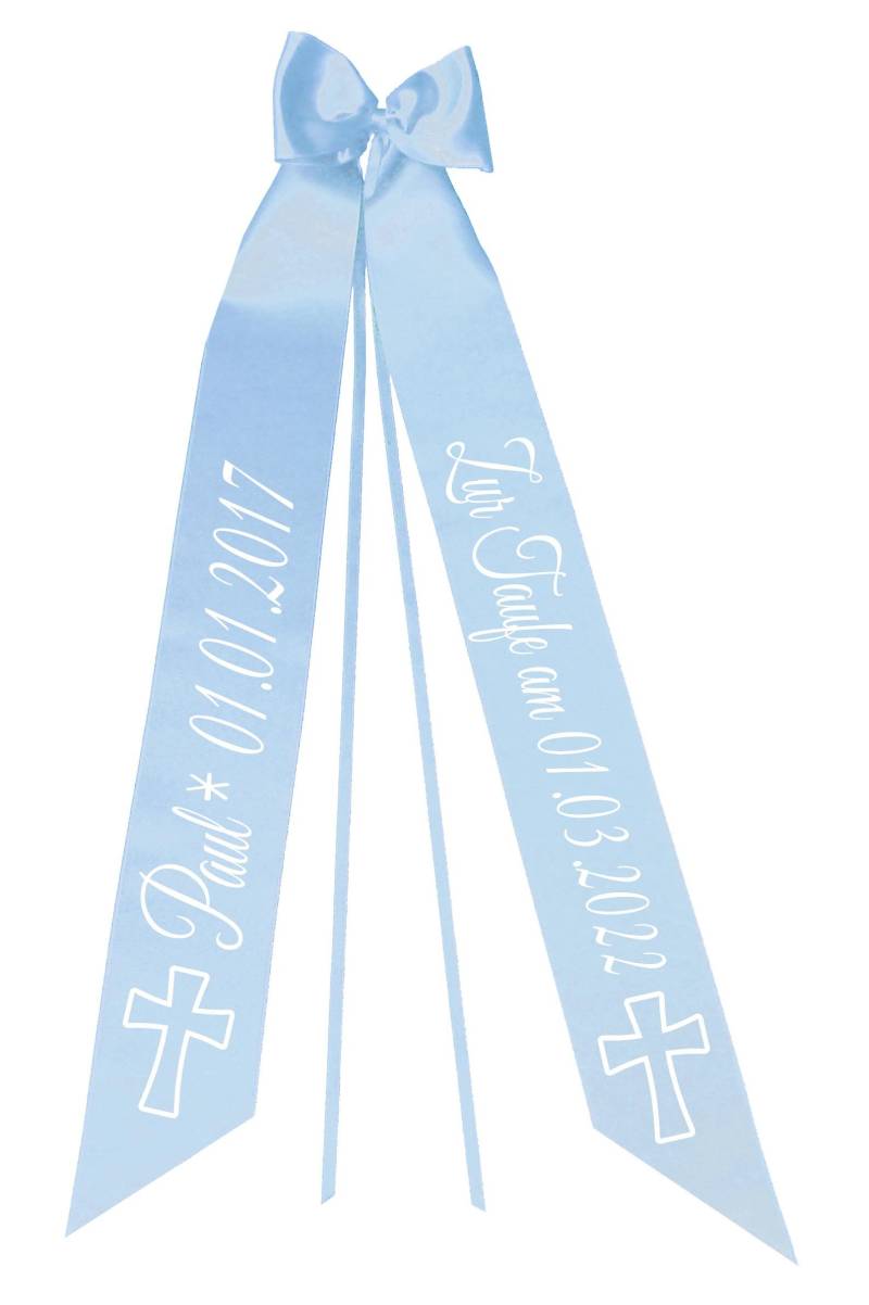Taufschleife Mit Taufdatum Namen Und Geburtsdatum Personalisiert Schleife Für Taufkleid Taufanzug Motiv Kreuz von Elefantasie