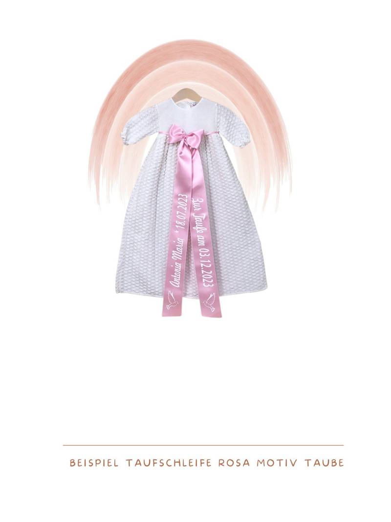 Taufschleife Mit Taufdatum Namen Und Geburtsdatum Personalisiert Schleife Für Taufkleid Taufanzug Motiv Taube von Elefantasie