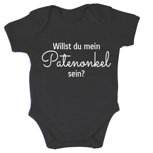 Willst du meine Patentante sein Willst du mein Patenonkel sein Baby Body personalisiert Baumwolle Taufpaten fragen Schwarz 0-3 Monate von Elefantasie