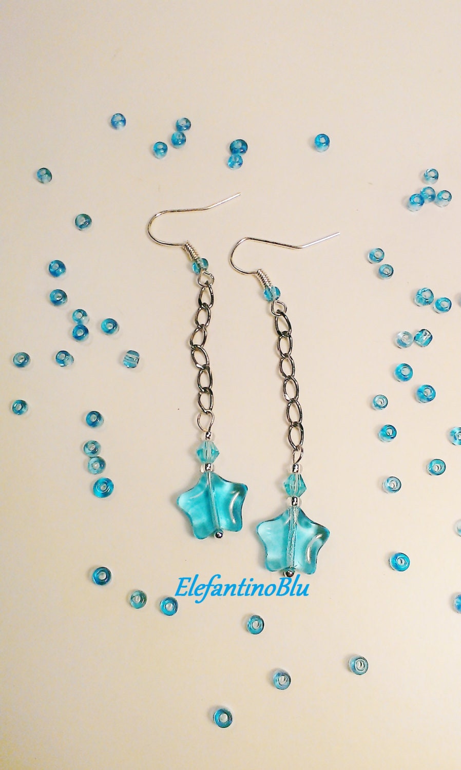 Blue Star Ohrringe Mit Perlen Und Silber Halskette, Handgefertigt Einzigartig, Nickelfrei Blue Star Ohrringe Mit Perlen Und Silber Halskette, Handgefertigt Einzigartig, Nickelfrei von ElefantinoBlu