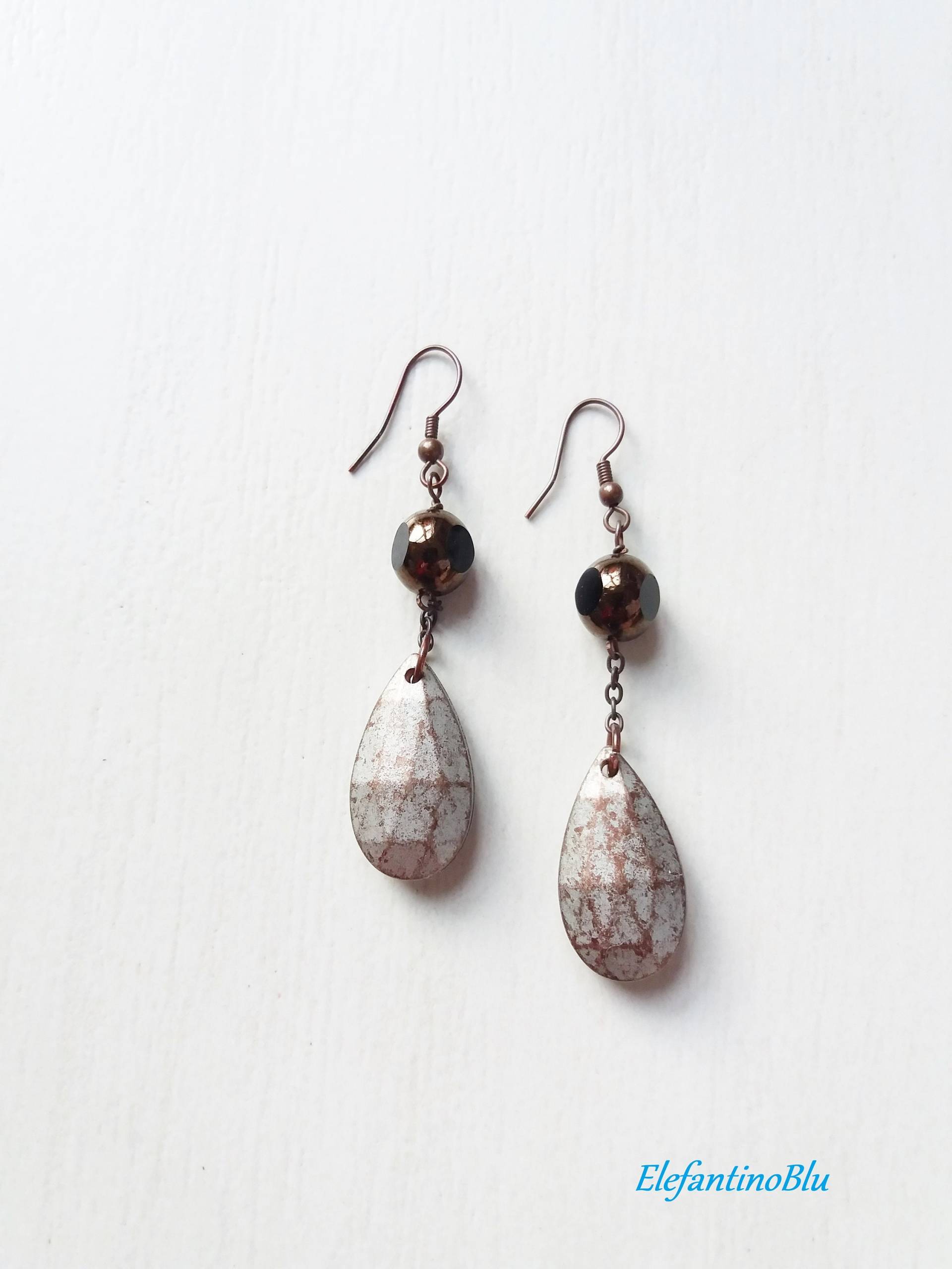 Kupfer-Bronze Glas Perle Anhänger Ohrringe Und Tropfen, Geschenk Für Sie, Ihre Freundin, Schmuck, Handgefertigte, Einzigartige, Nickelfrei Kupfer-Bronze Glas Perle Anhänger Ohrringe Und Tropfen, Geschenk Für Sie, Ihre Freundin, Schmuck, Handgefertigte, Einzigartige, Nickelfrei von ElefantinoBlu