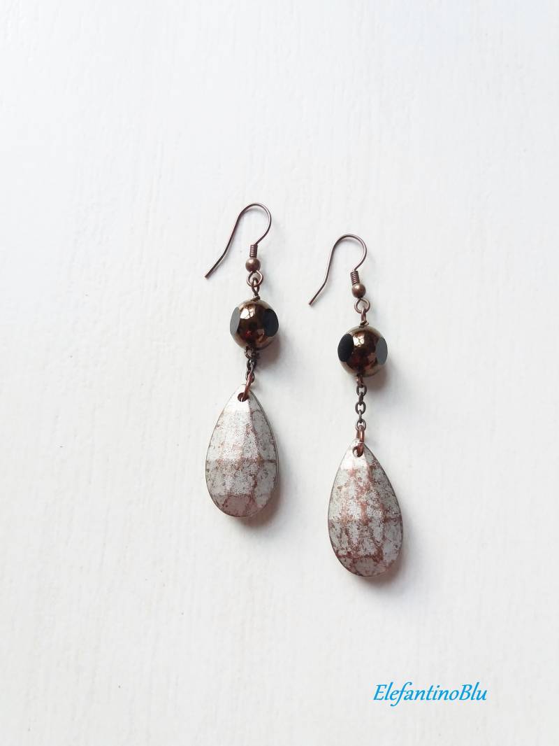 Kupfer-Bronze Glas Perle Anhänger Ohrringe Und Tropfen, Geschenk Für Sie, Ihre Freundin, Schmuck, Handgefertigte, Einzigartige, Nickelfrei Kupfer-Bronze Glas Perle Anhänger Ohrringe Und Tropfen, Geschenk Für Sie, Ihre Freundin, Schmuck, Handgefertigte, Einzigartige, Nickelfrei von ElefantinoBlu
