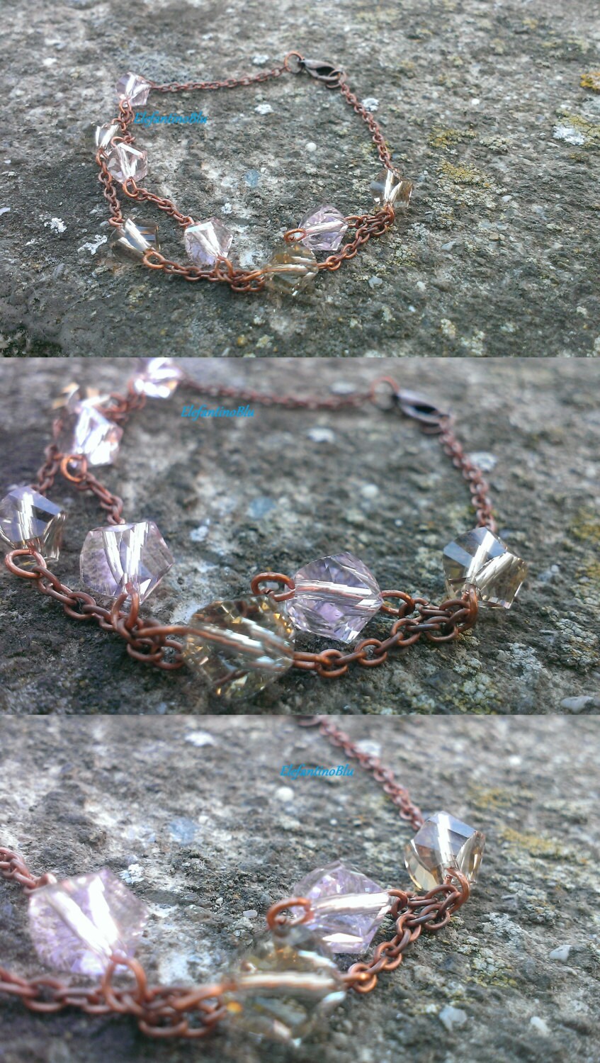 Armband Mit Kupferkette Und Facettierten Kristallen Armband Mit Kupferkette Und Facettierten Kristallen von ElefantinoBlu