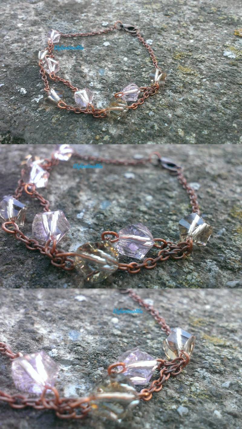 Armband Mit Kupferkette Und Facettierten Kristallen Armband Mit Kupferkette Und Facettierten Kristallen von ElefantinoBlu